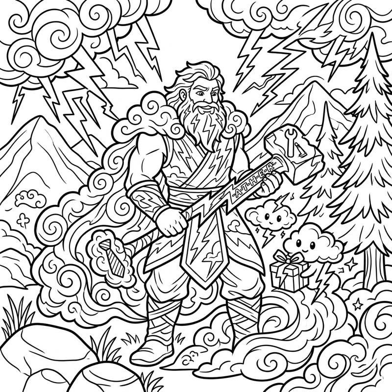 Honor your superhero dad with this unique Storm Giant coloring page, perfect for Father's Day. Dive into a world of powerful storms and loving ties as you bring this heroic figure to life.