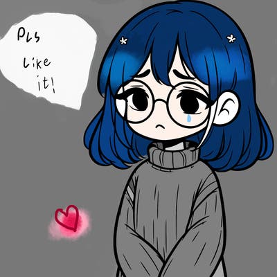 sad girl with glasses in a sweater
