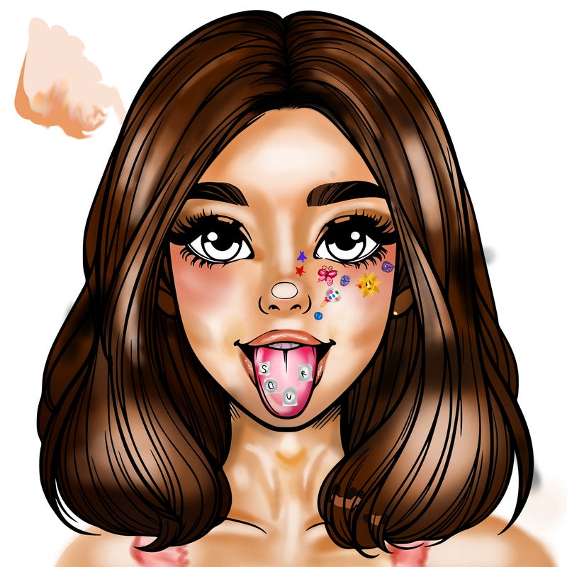 realistic girl with her tongue out