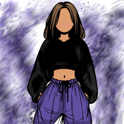 realistic girl faceless with baggy pants and a crop top