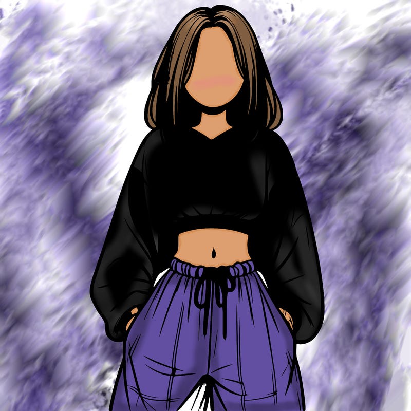 realistic girl faceless with baggy pants and a crop top