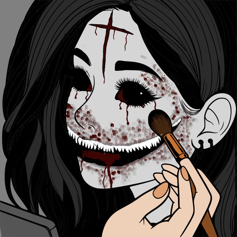 a realistic girl doing her makeup