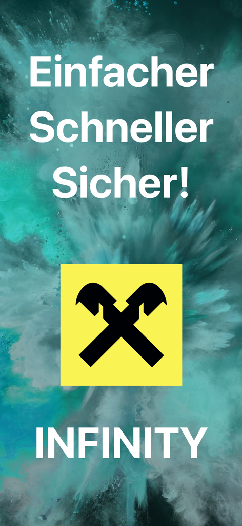 Raiffeisen INFINITY Signatur splash screen with company logo and German tagline