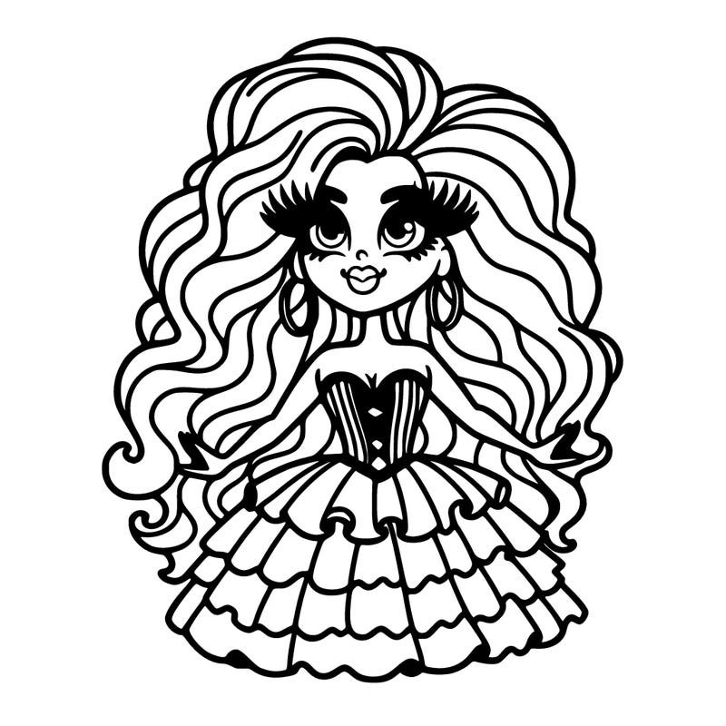 a drag queen with a lot of hair in a dress