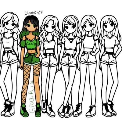 a group of girls wearing crop tops and shorts