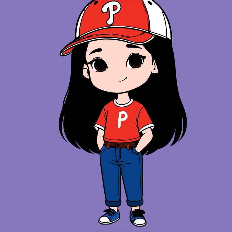 realistic girl with phillys cap and jeans