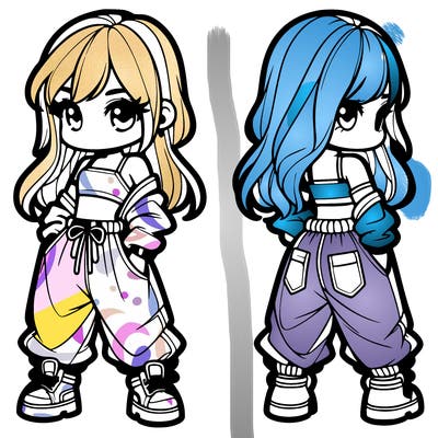 girl in crop top and baggy pants