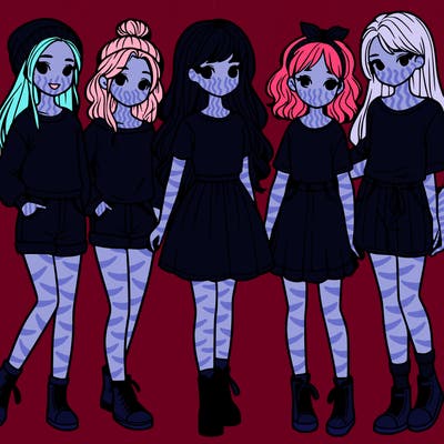 a group of five girls