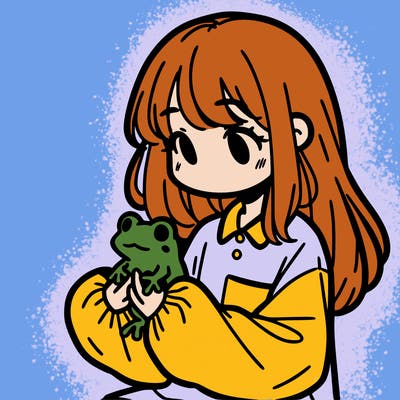 girl with long hair and a oversized shirt. and she is holding a frog