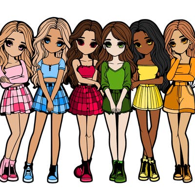 a group of girls realistic