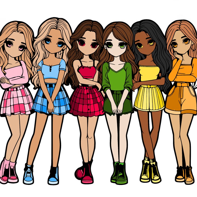 a group of girls realistic