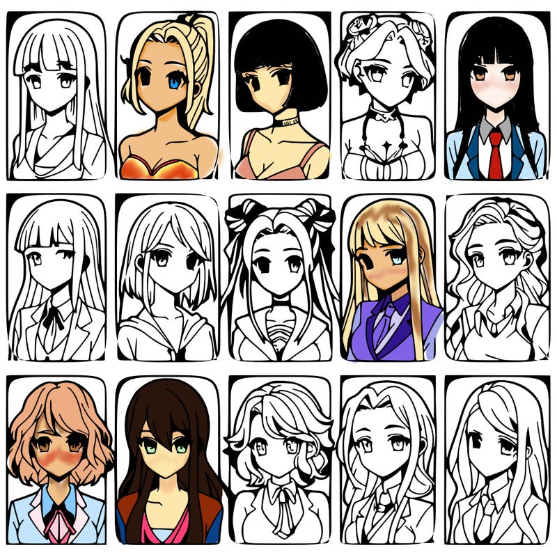 girls that look diffrent anime