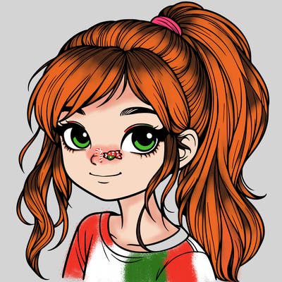 realistic girl with ponytail