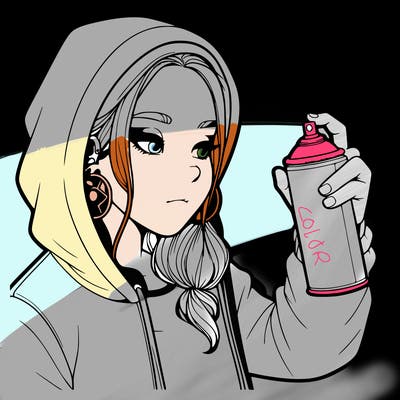 a realistic girl, spray painting