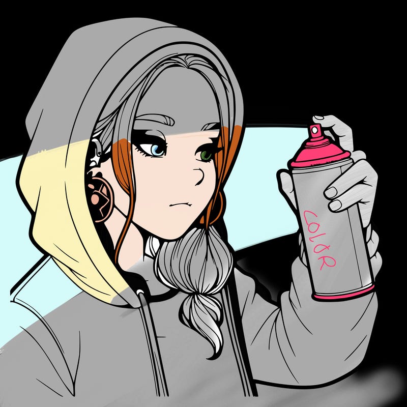 a realistic girl, spray painting