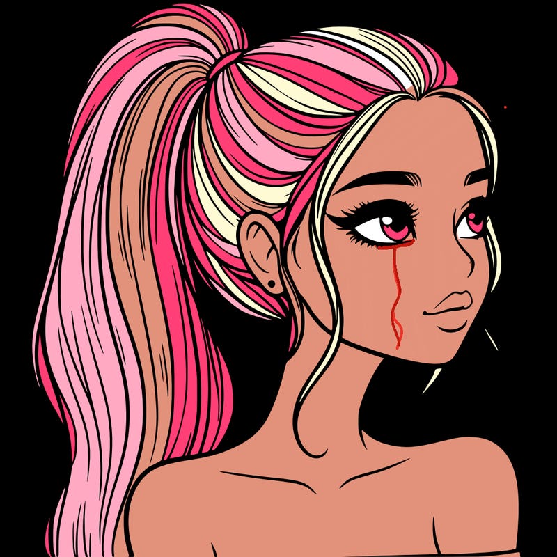 a beautiful and realistic girl with a high pony tail