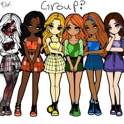 a group of girls realistic