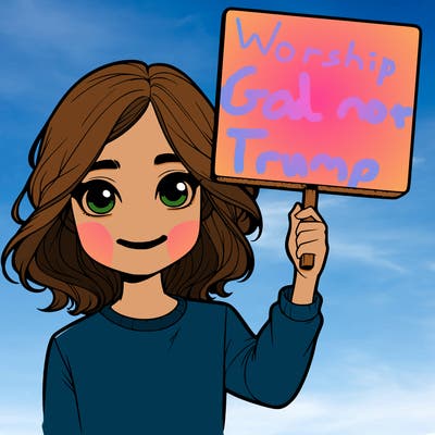 realistic girl holding up a sign