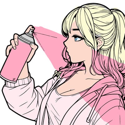 a realistic girl spray, painting