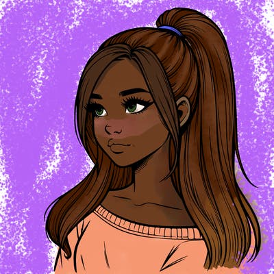 realistic girl with a high ponytail