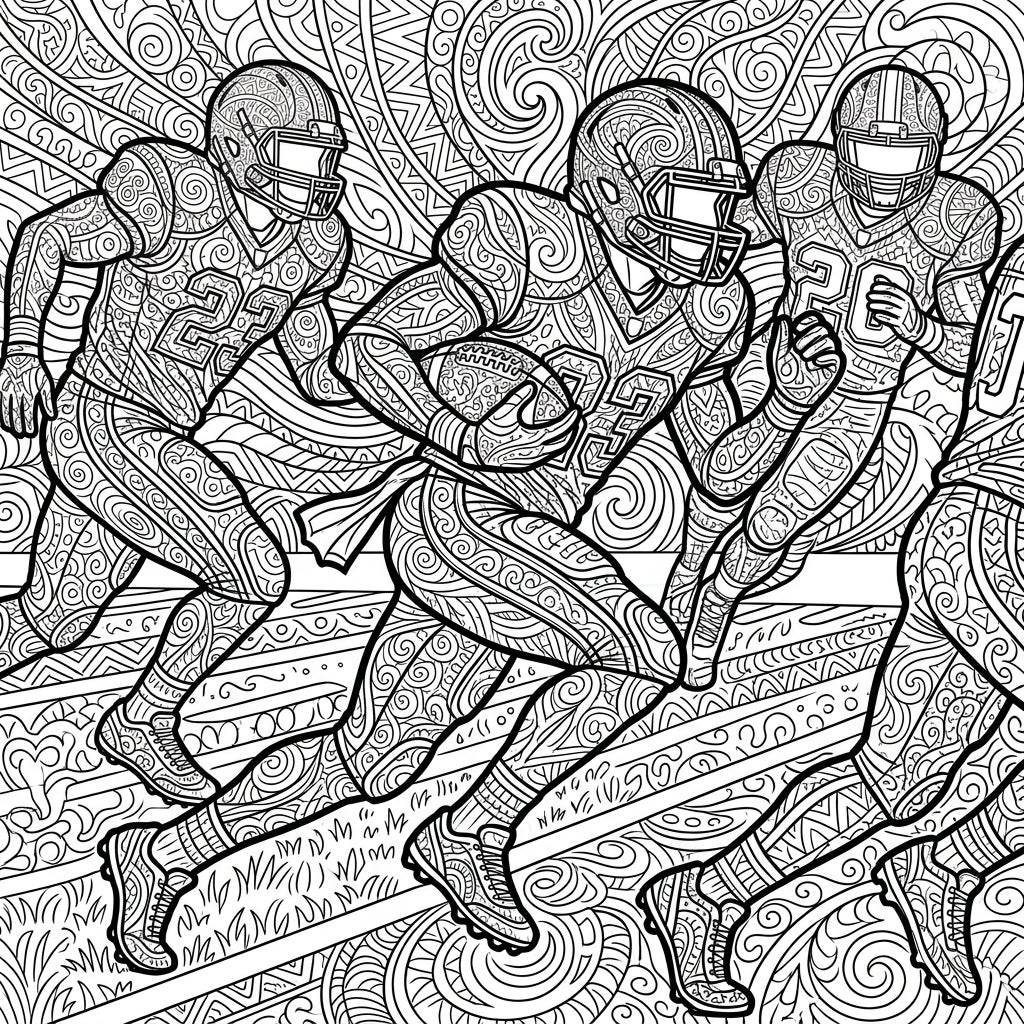 Zentangle Running Backs Coloring Page - Free Printable — Color Pop