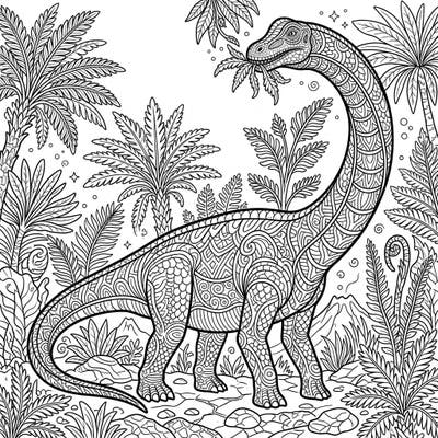 Journey back to the Jurassic period with this exquisitely detailed Mamenchisaurus adult coloring page. Immerse yourself in the prehistoric jungle and bring this magnificent long-necked dinosaur to life with your unique palette.