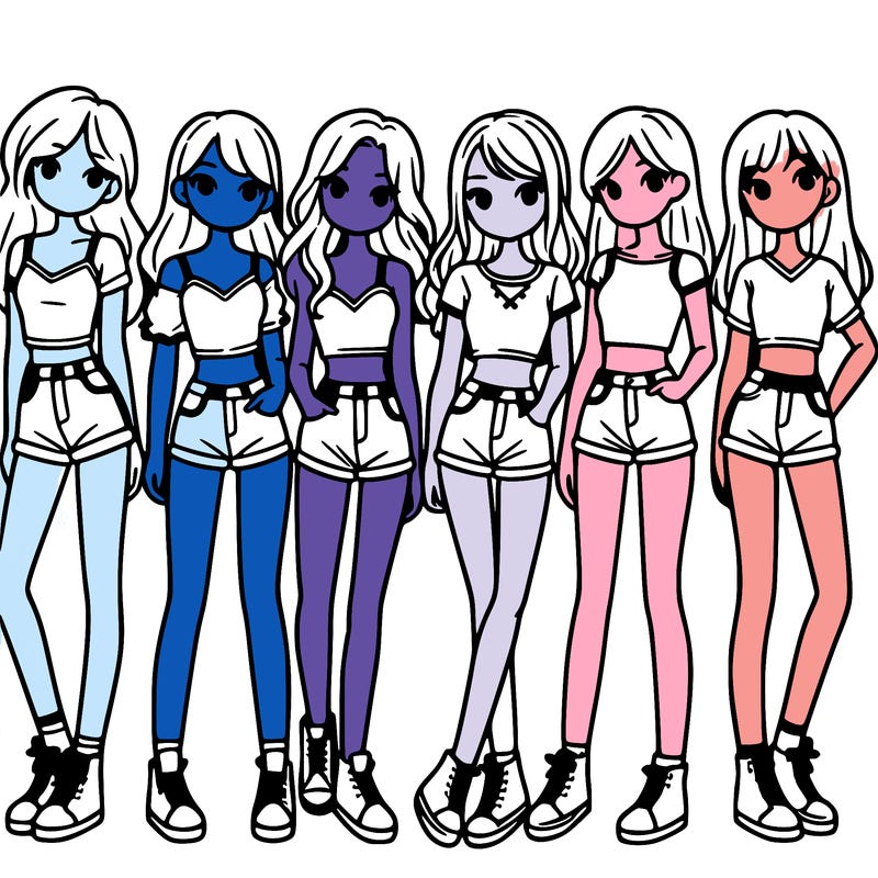 a group of girls wearing crop tops and shorts