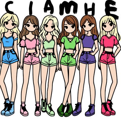 a group of girls wearing crop tops and shorts