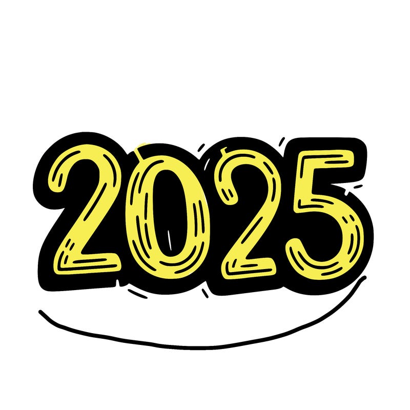 one line scrawled numbers sketch design “2025”