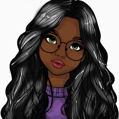 girl with long hair and freckles and glasses realistic