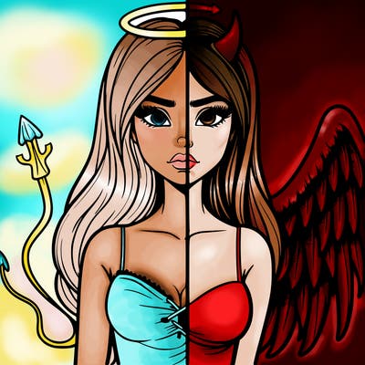 devil vs angel realistic girl