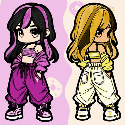 girl in crop top and baggy pants