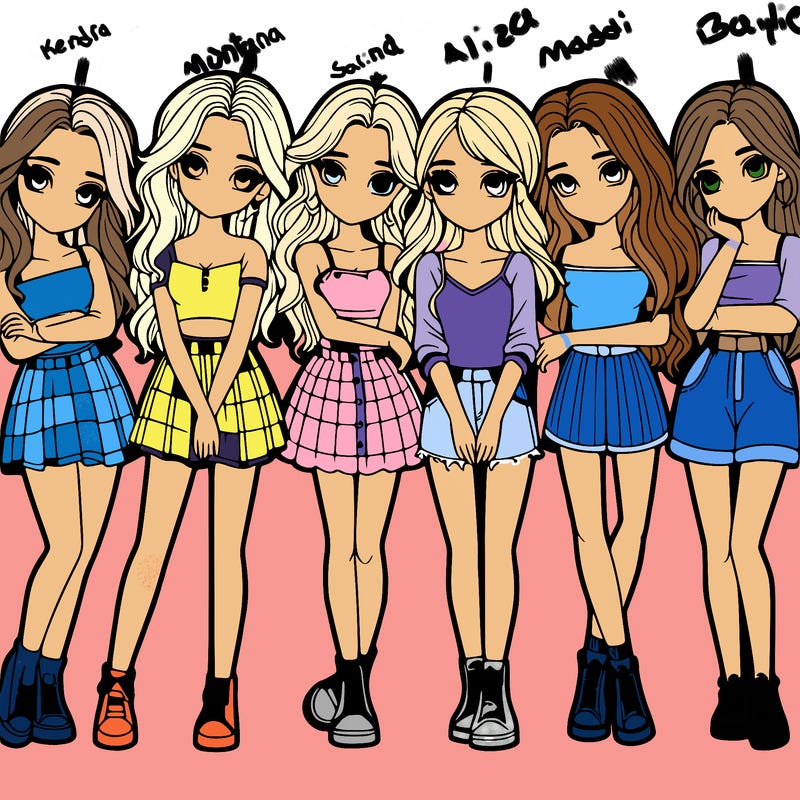 a group of girls realistic