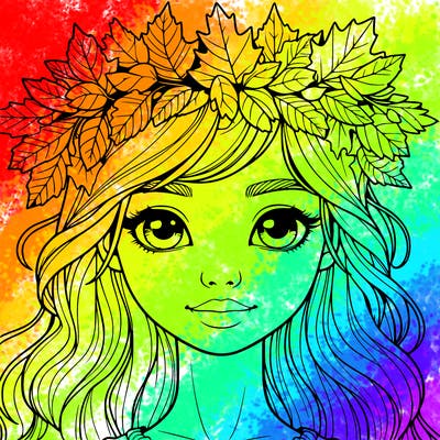 realistic girl with fall leaf crown