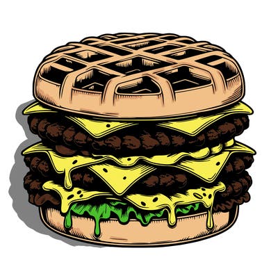 realistic waffle burger