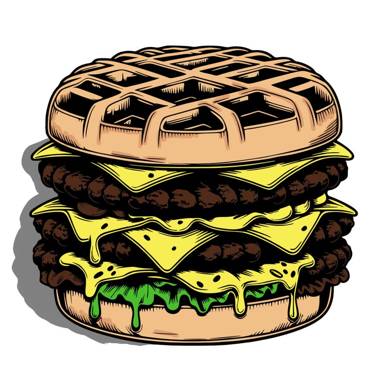 realistic waffle burger