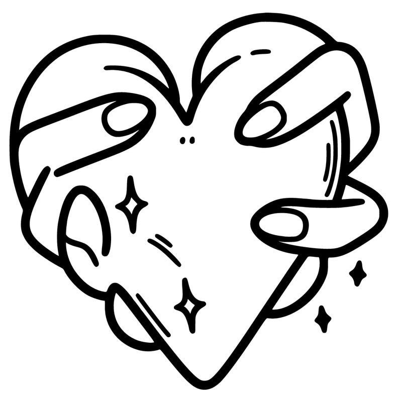 a heart with fingers