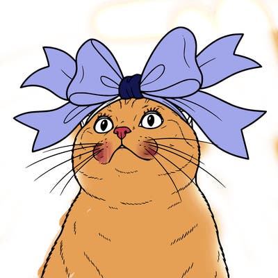 cat with a big bow on her head