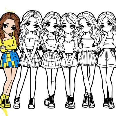 a group of girls realistic