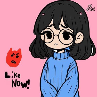 sad girl with glasses in a sweater