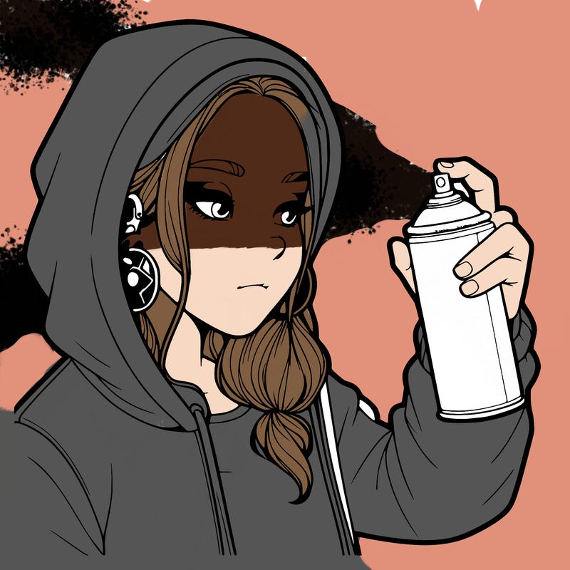 a realistic girl, spray painting