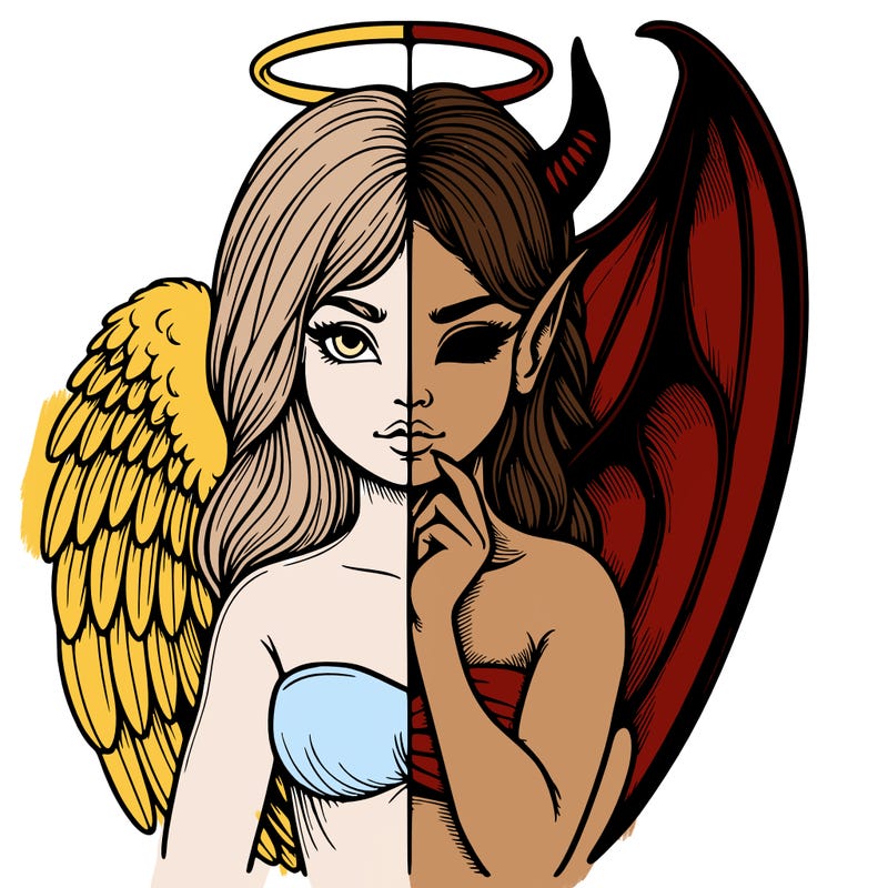 realistic angel half demon