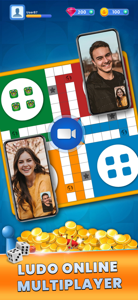 Ludo Online Multiplayer Game - Ludo online game board featuring real-time video call and multiplayer social play