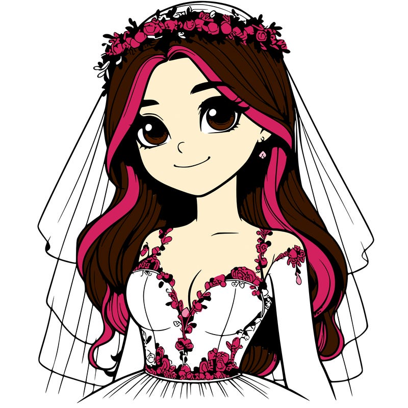 realistic girl in a wedding dress