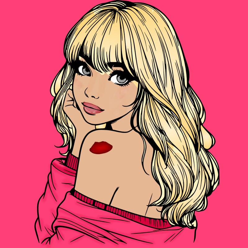 realistic girl with bangs looking over her shoulder