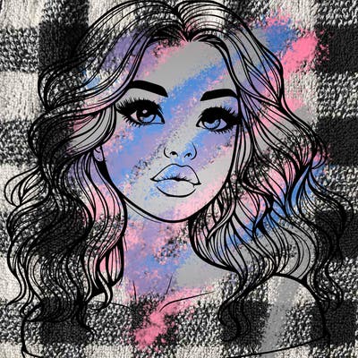 realistic girl with wavy hair and lips