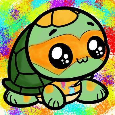cute little animated turtle