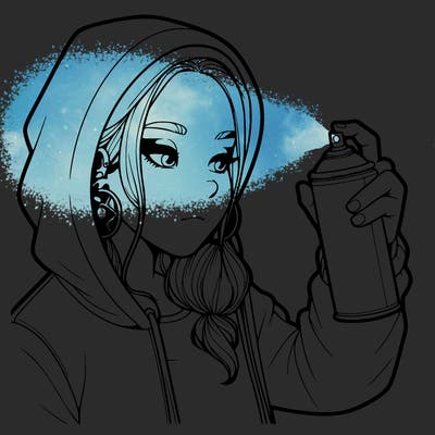 a realistic girl, spray painting