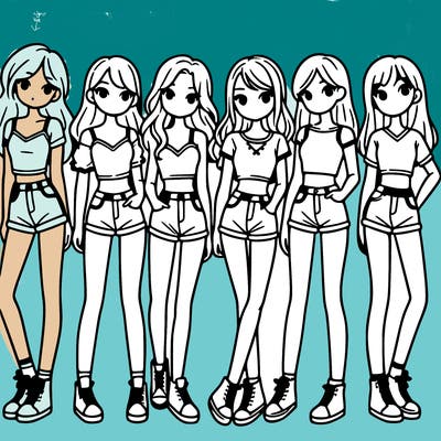 a group of girls wearing crop tops and shorts