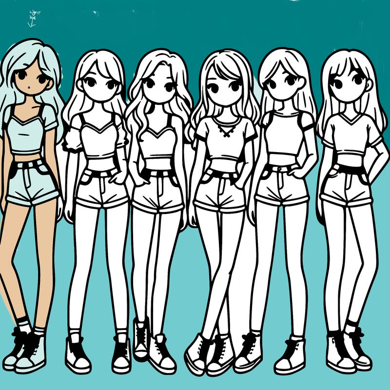 a group of girls wearing crop tops and shorts